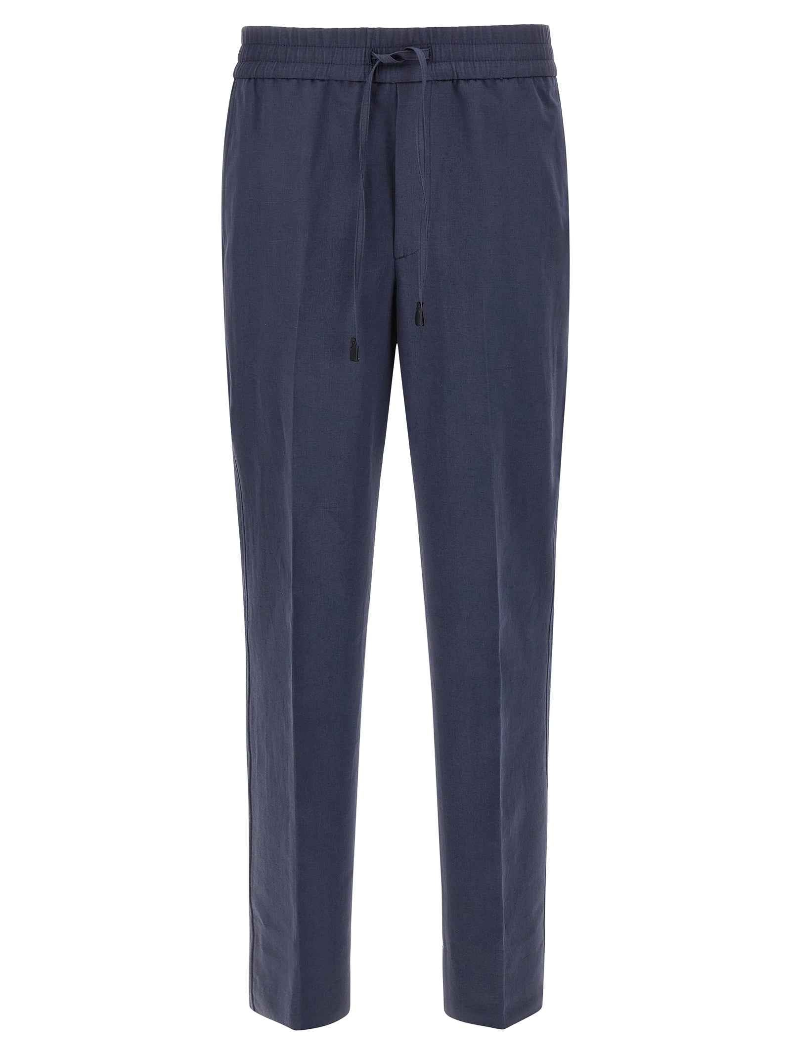Blue Linen Casual Pants