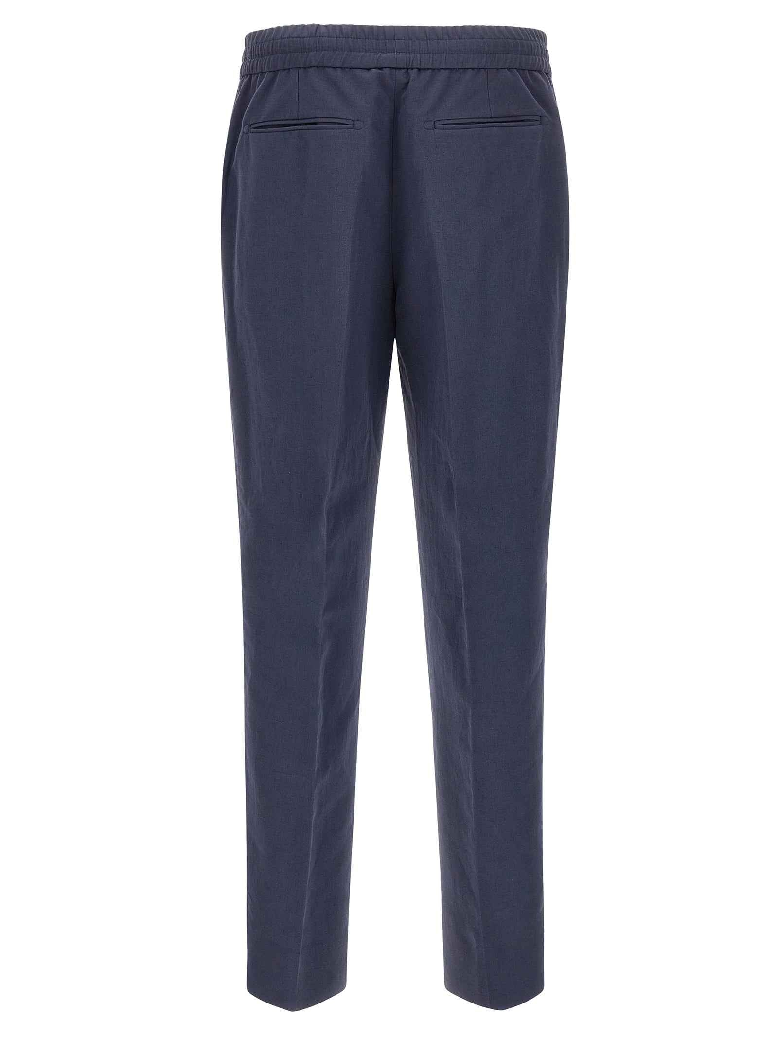 Blue Linen Casual Pants