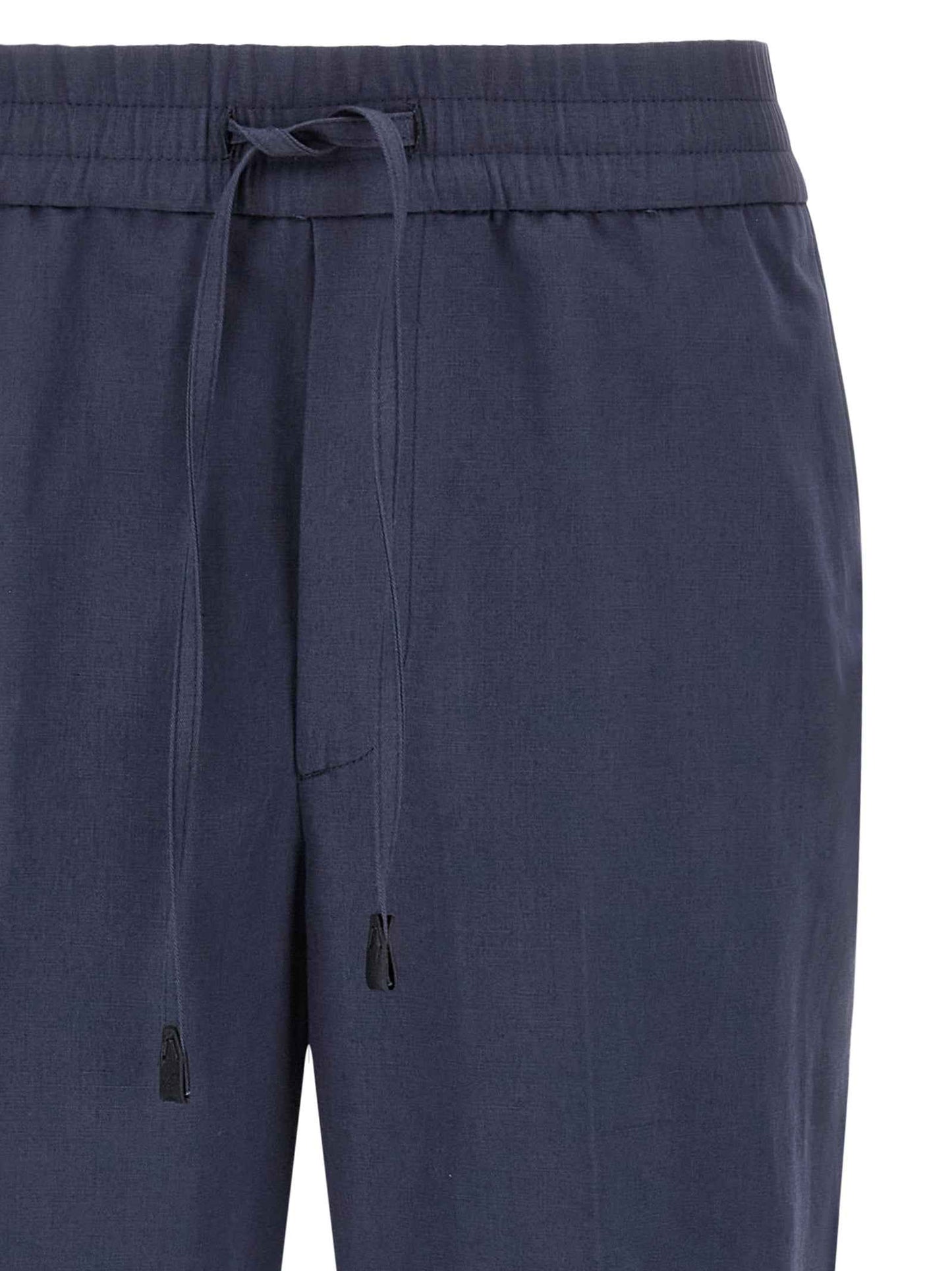 Blue Linen Casual Pants