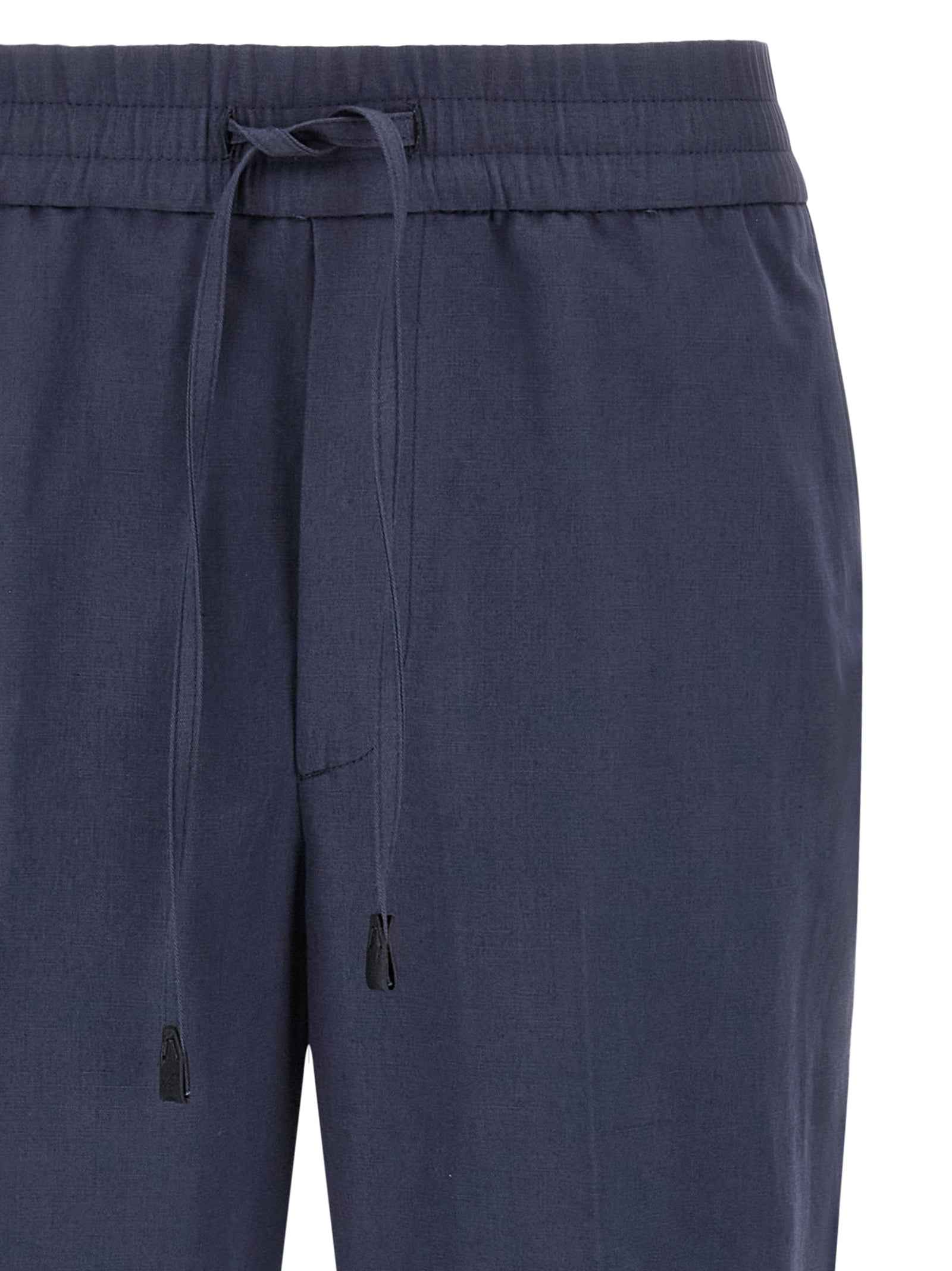 Blue Linen Casual Pants