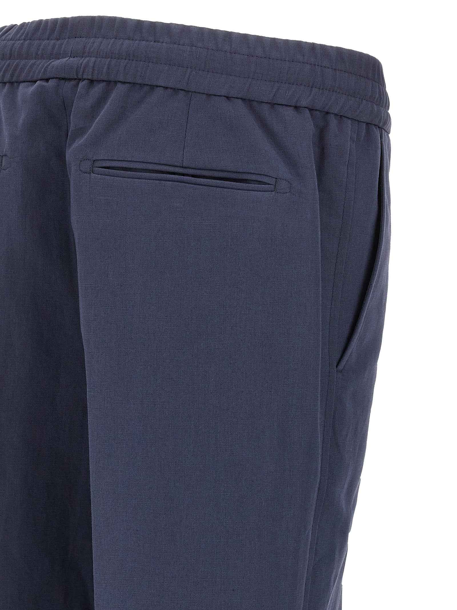 Blue Linen Casual Pants