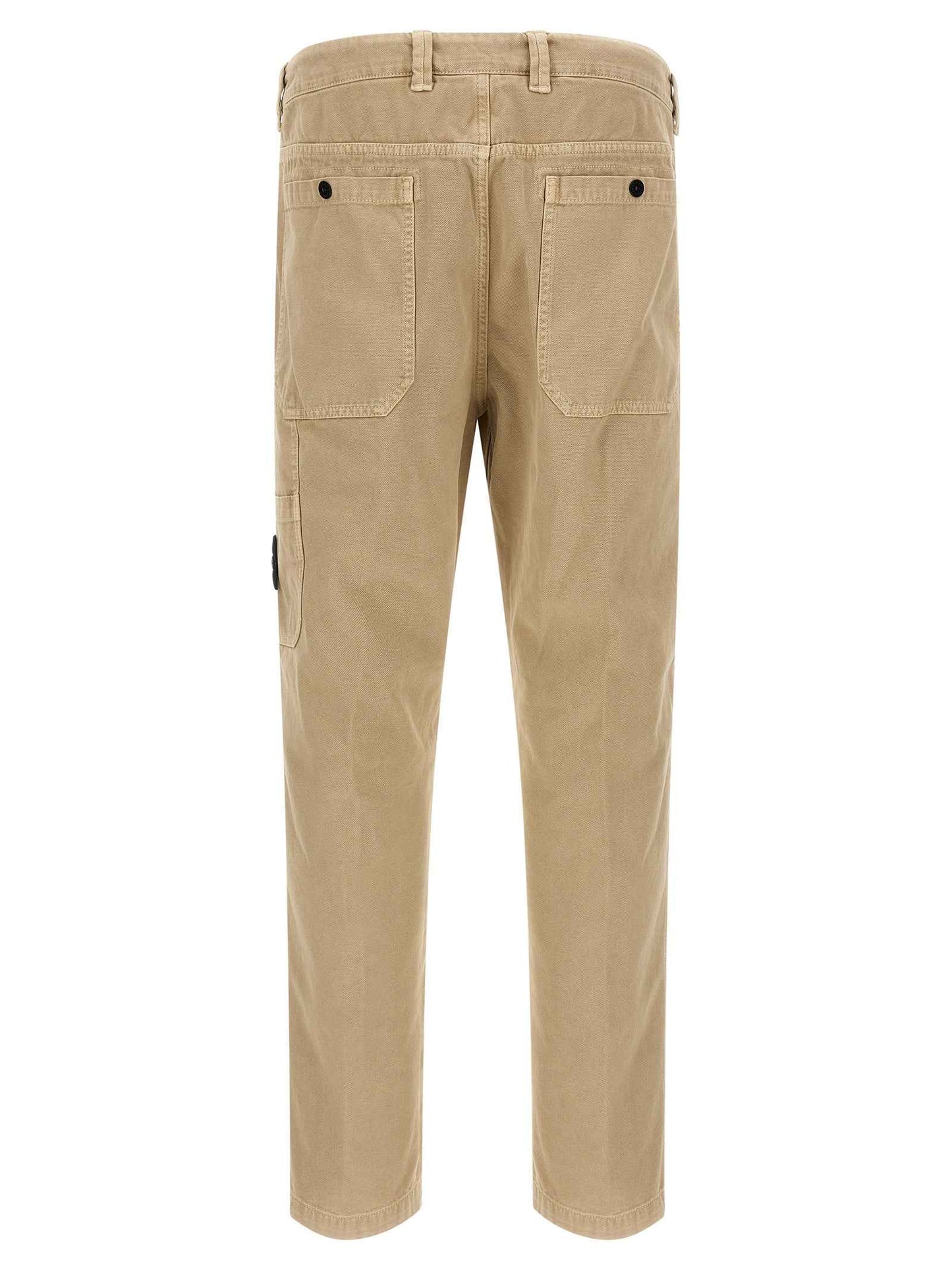 Beige Cotton Casual Pants