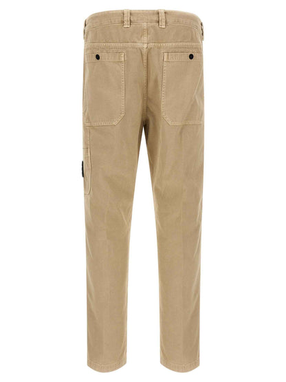 Beige Cotton Casual Pants