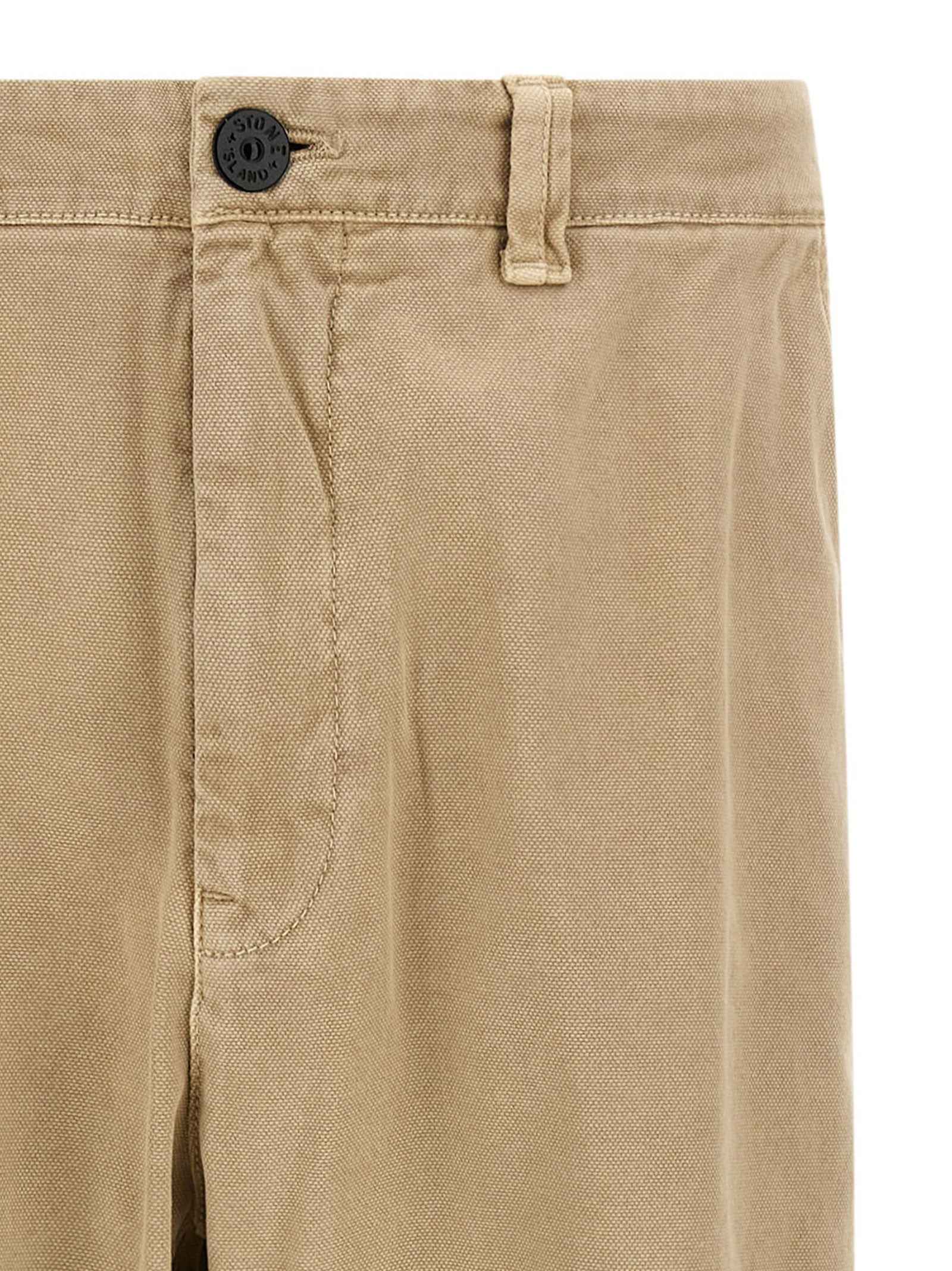 Beige Cotton Casual Pants