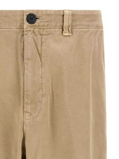 Beige Cotton Casual Pants