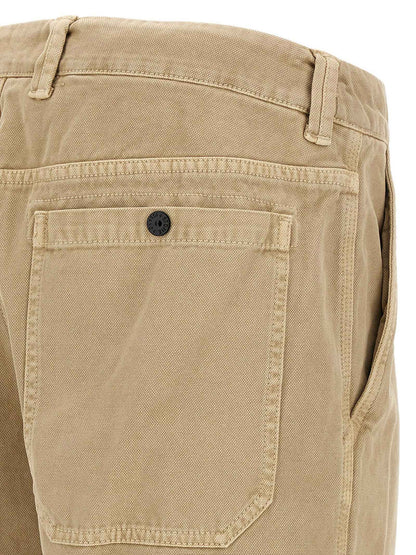 Beige Cotton Casual Pants