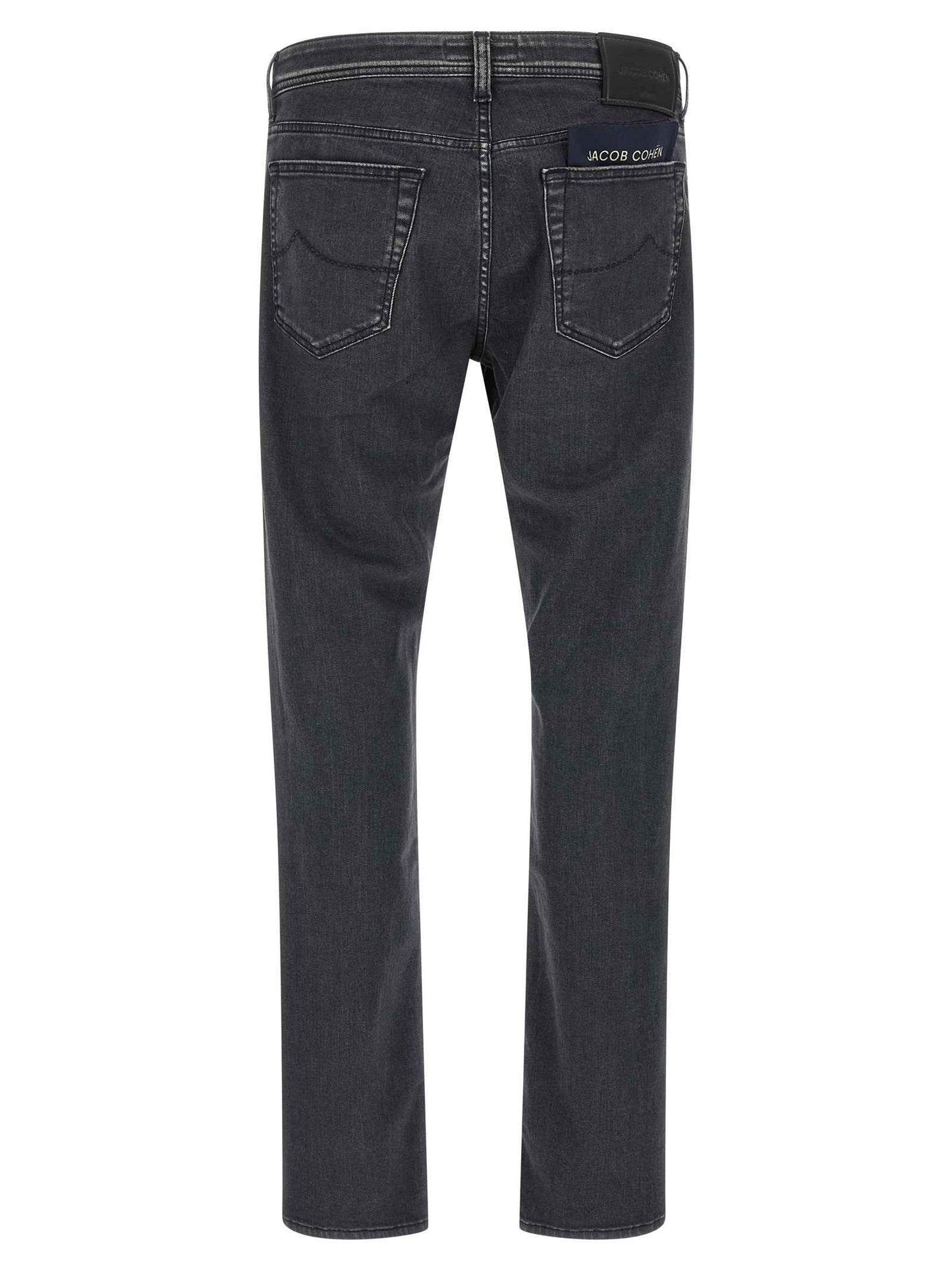 Gray Cotton Straight-Leg Jeans