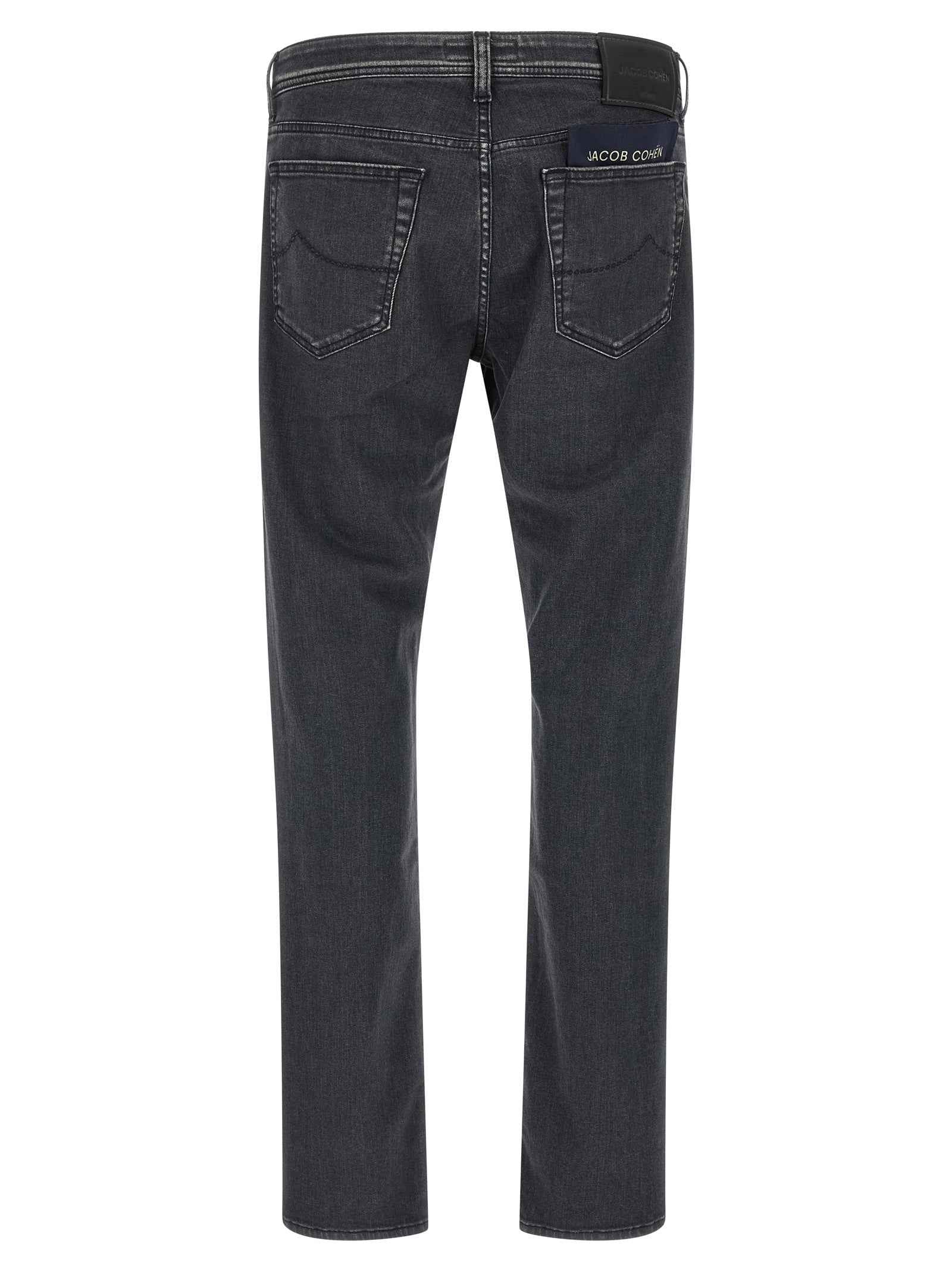 Gray Cotton Straight-Leg Jeans