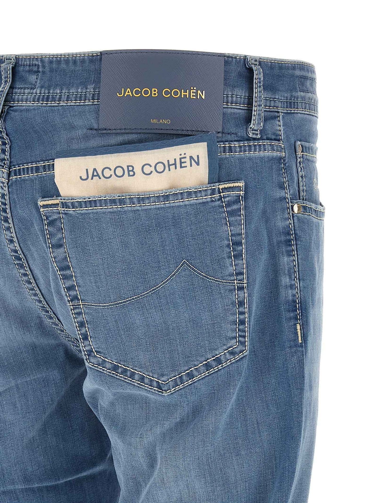 Blue Cotton Straight-Leg Jeans