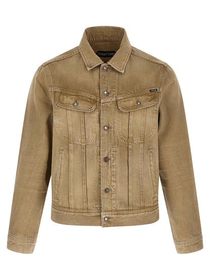 Beige Cotton Denim Jacket
