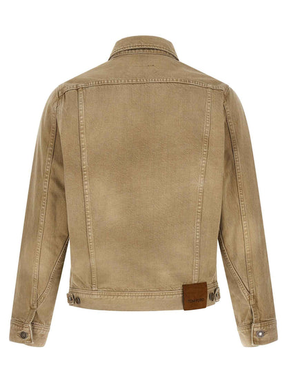 Beige Cotton Denim Jacket