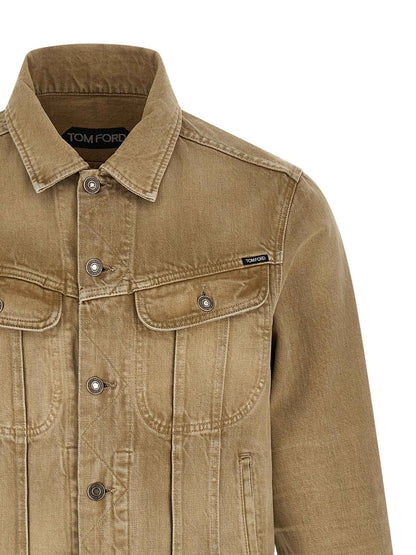 Beige Cotton Denim Jacket