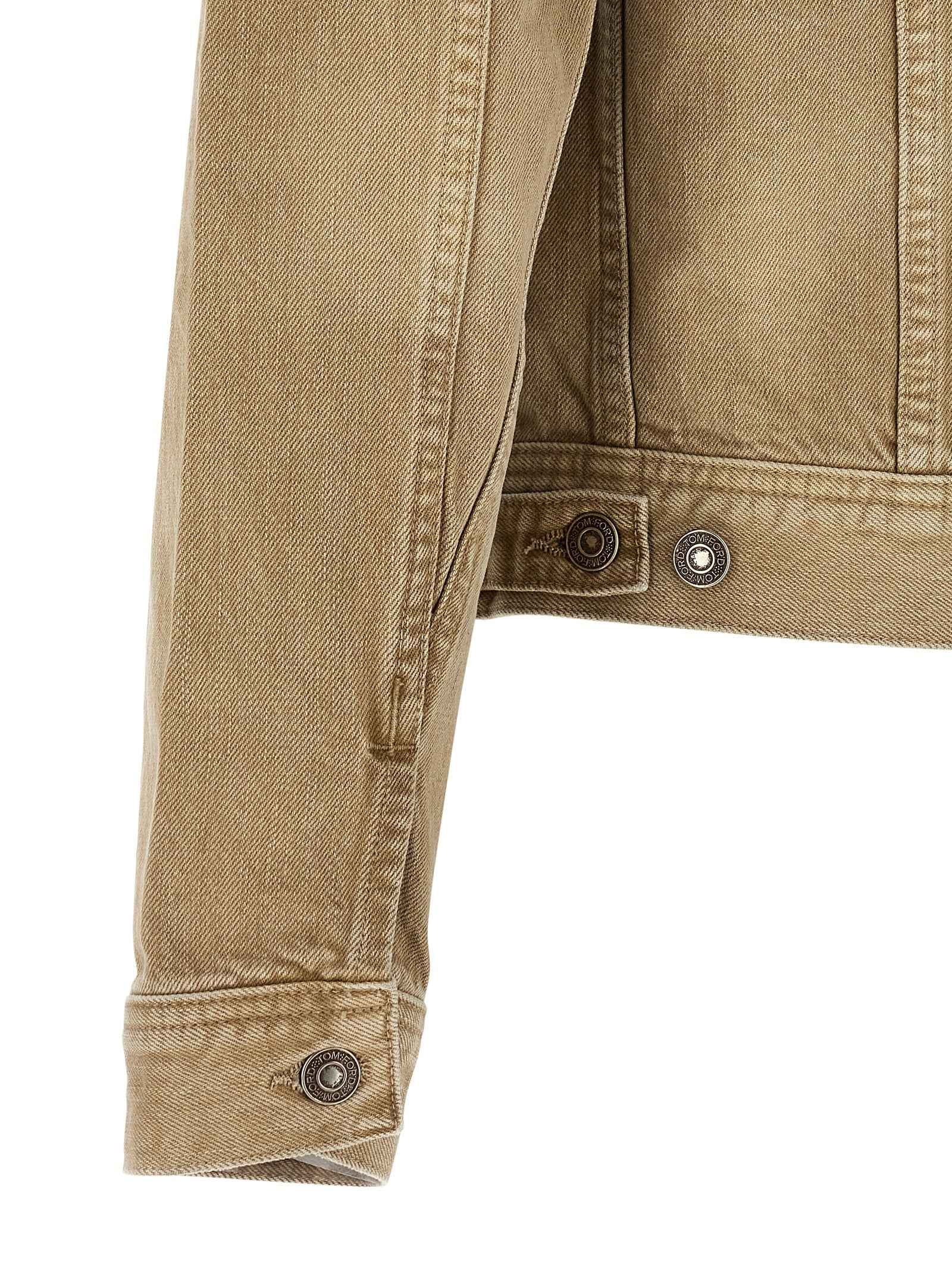 Beige Cotton Denim Jacket