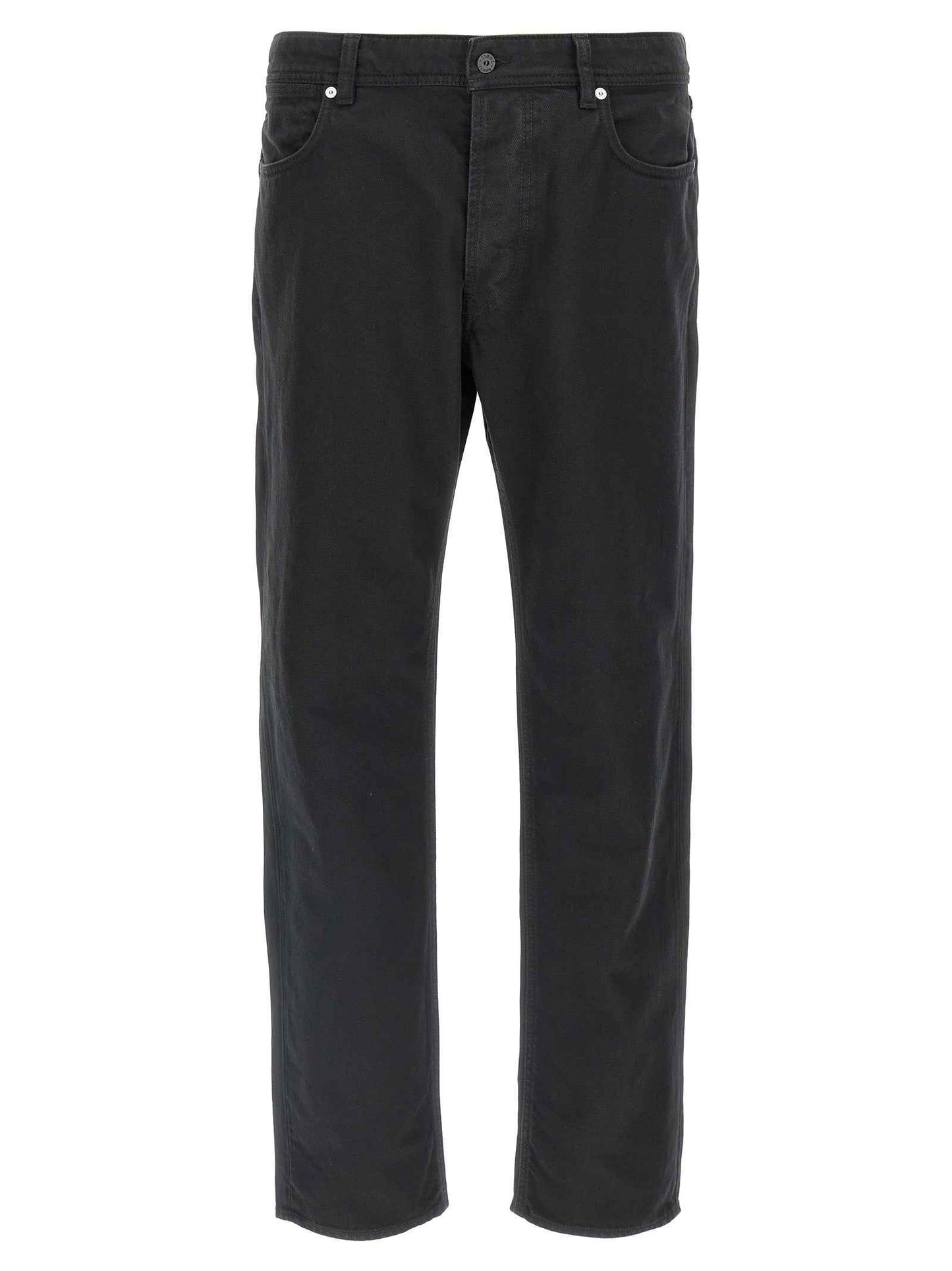 Black Cotton Straight-Leg Jeans
