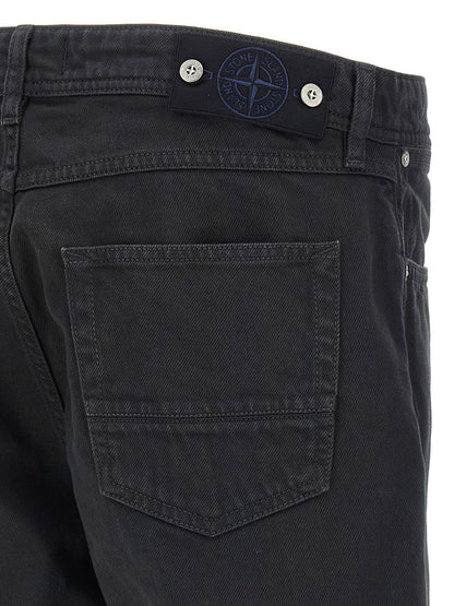 Black Cotton Straight-Leg Jeans