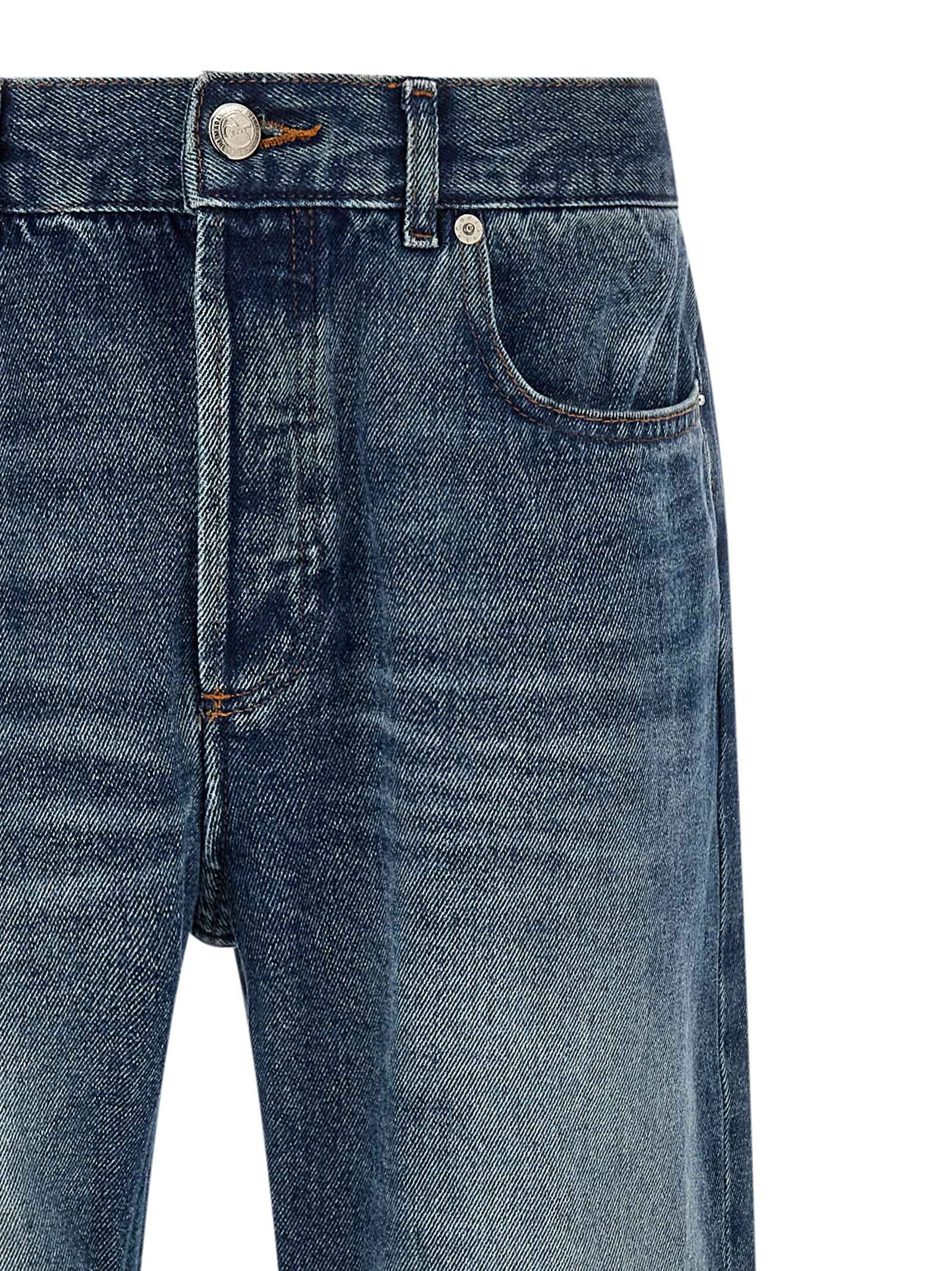 Blue Cotton Straight-Leg Jeans