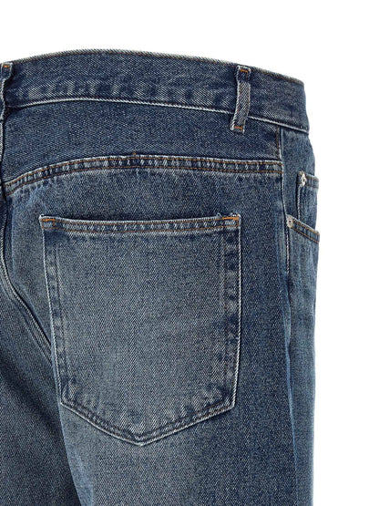 Blue Cotton Straight-Leg Jeans