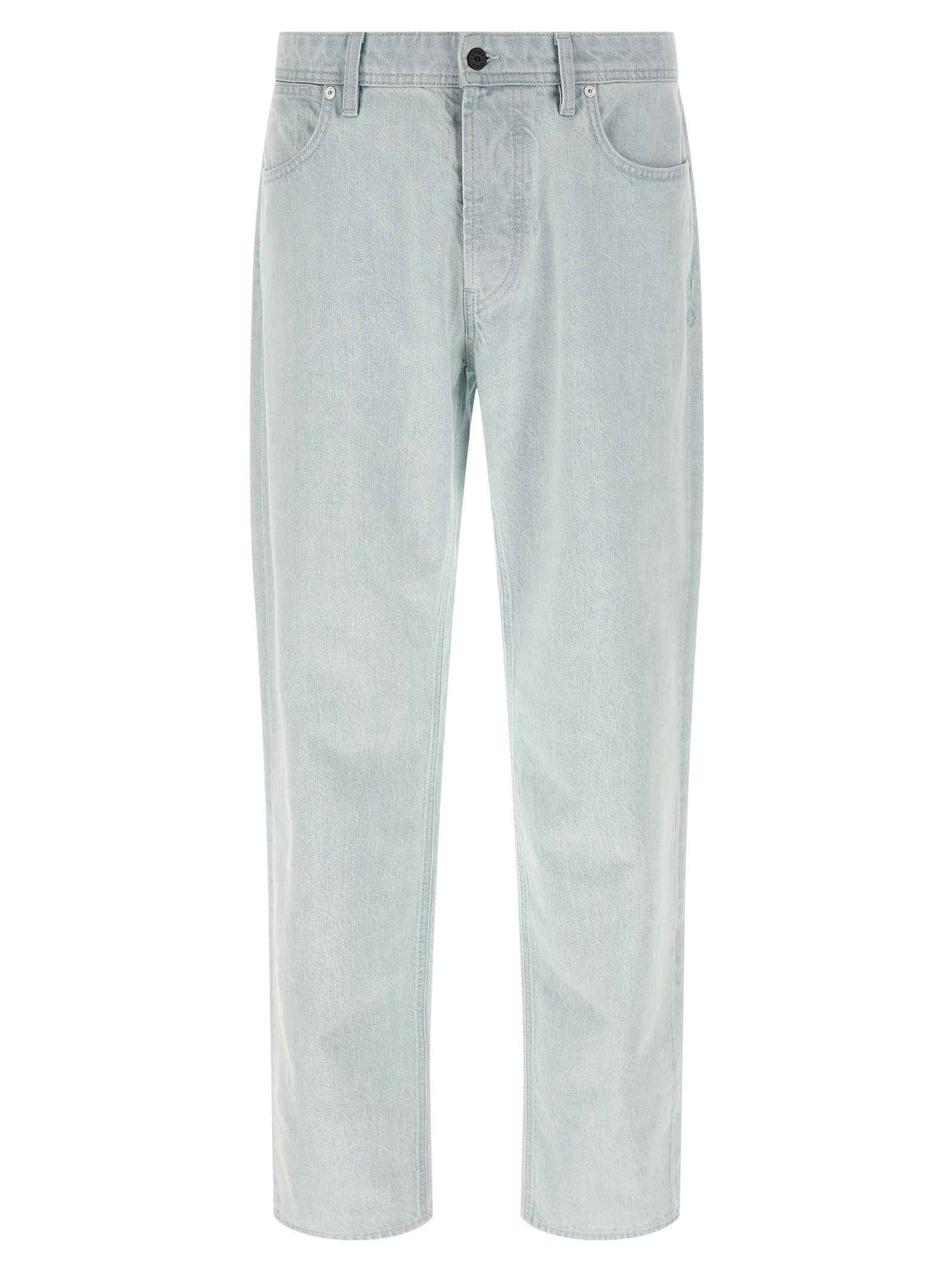 Blue Cotton Straight-Leg Jeans