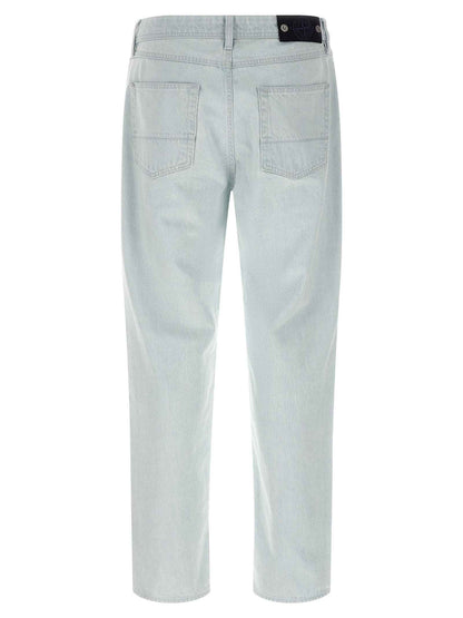 Blue Cotton Straight-Leg Jeans