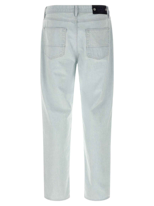 Blue Cotton Straight-Leg Jeans