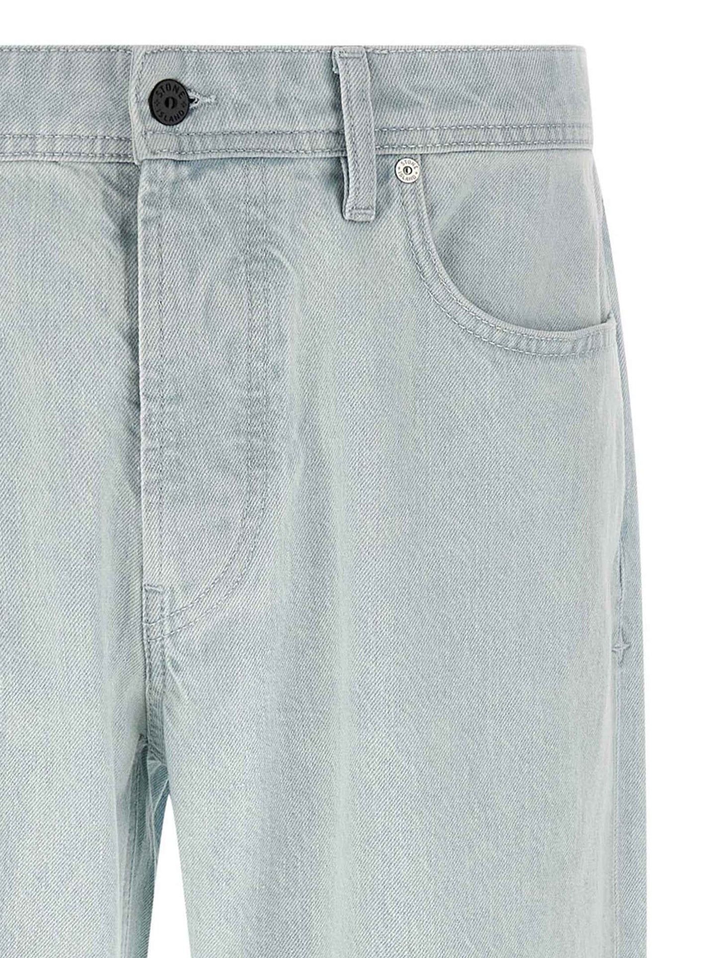 Blue Cotton Straight-Leg Jeans