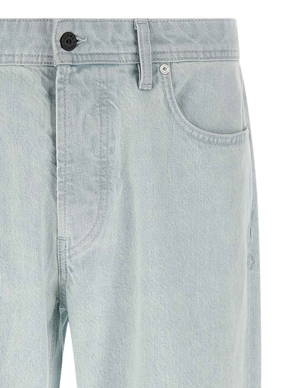 Blue Cotton Straight-Leg Jeans