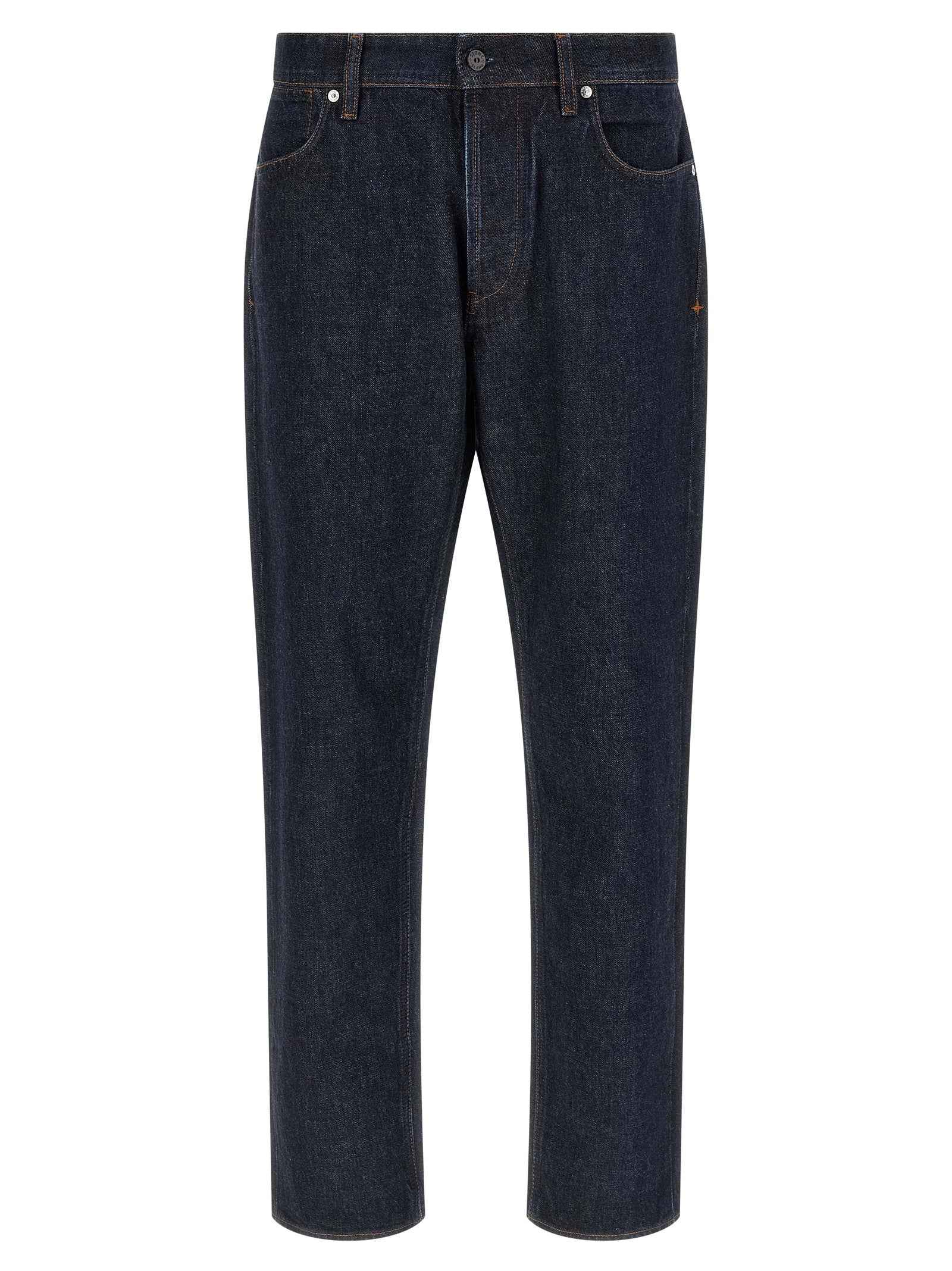 Blue Cotton Straight-Leg Jeans