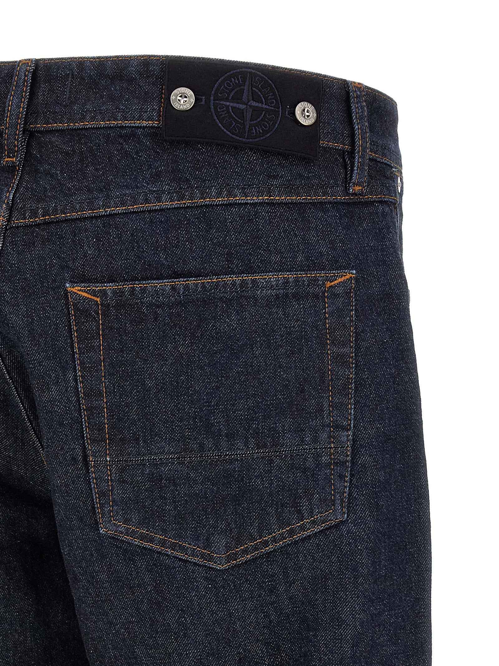 Blue Cotton Straight-Leg Jeans