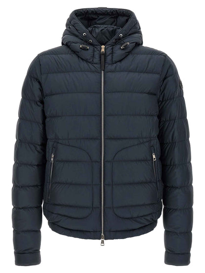 Blue Polyester Full-Length Jacket