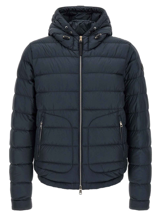 Blue Polyester Full-Length Jacket