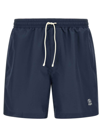 Blue Polyester Swim Shorts