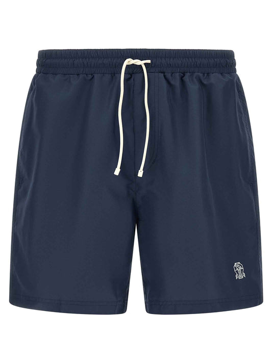 Blue Polyester Swim Shorts