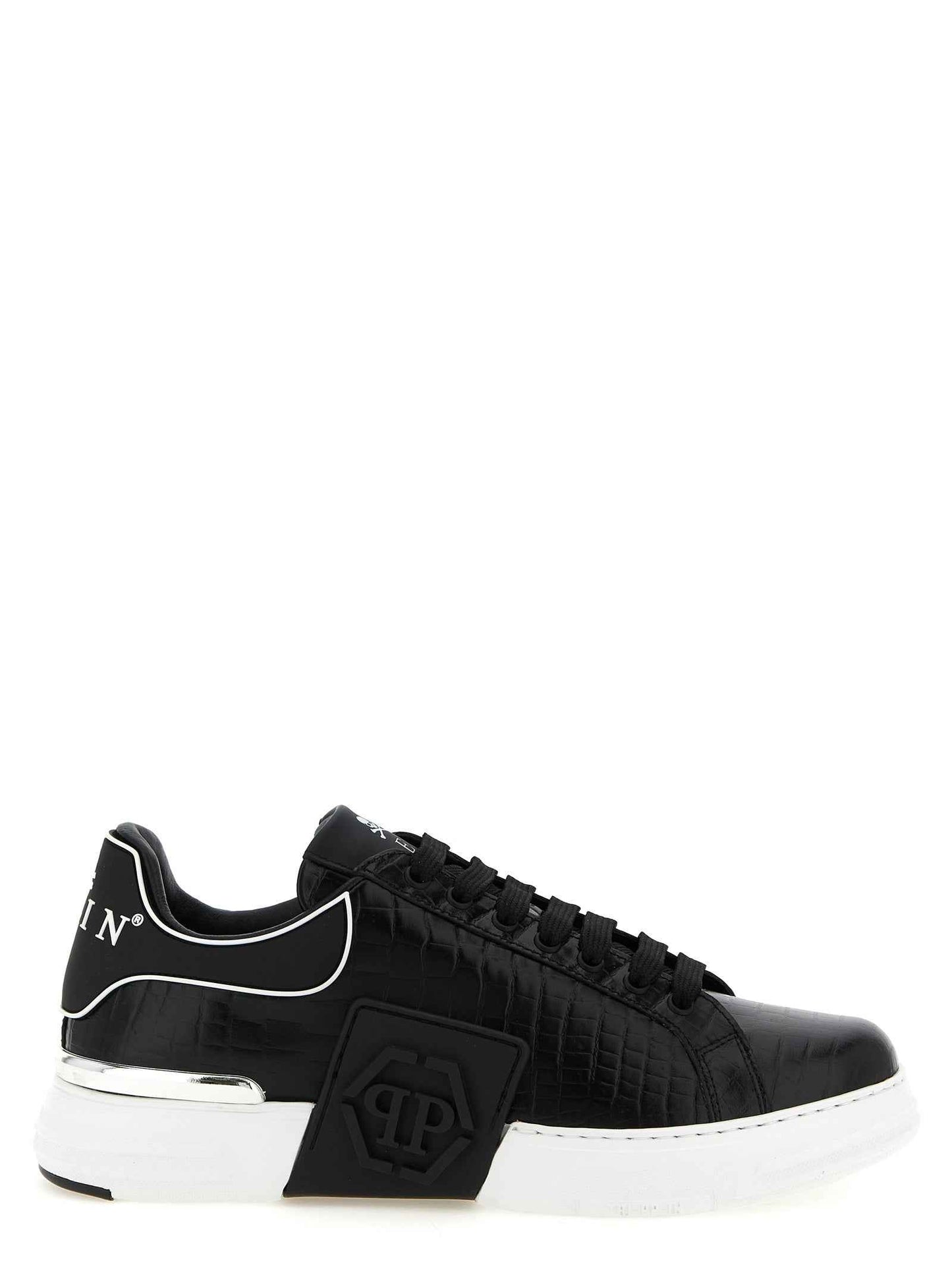 Black Cowhide Low Top Sneakers