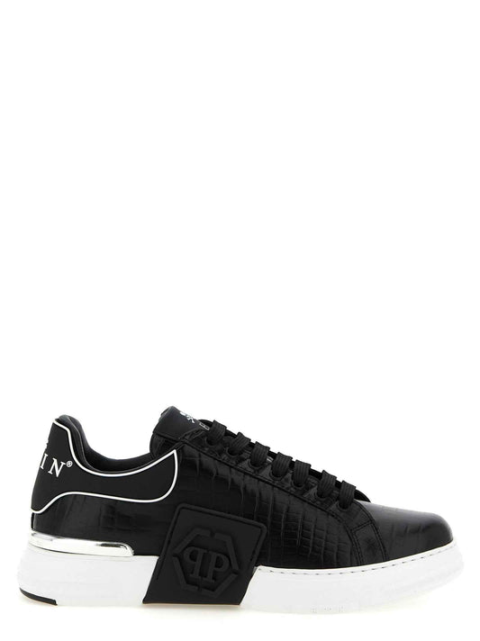 Black Cowhide Low Top Sneakers