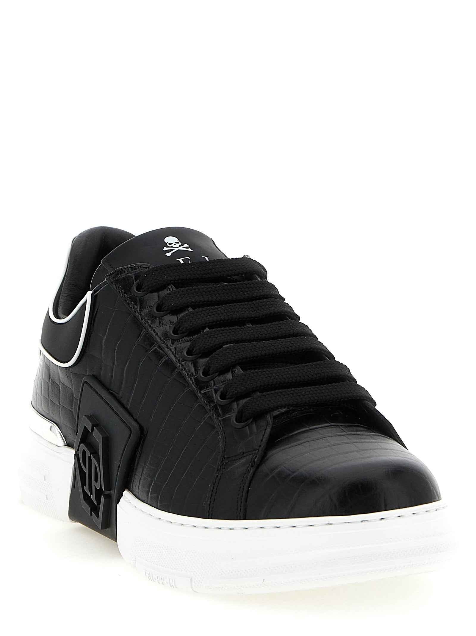 Black Cowhide Low Top Sneakers
