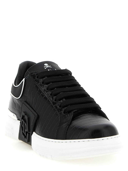 Black Cowhide Low Top Sneakers