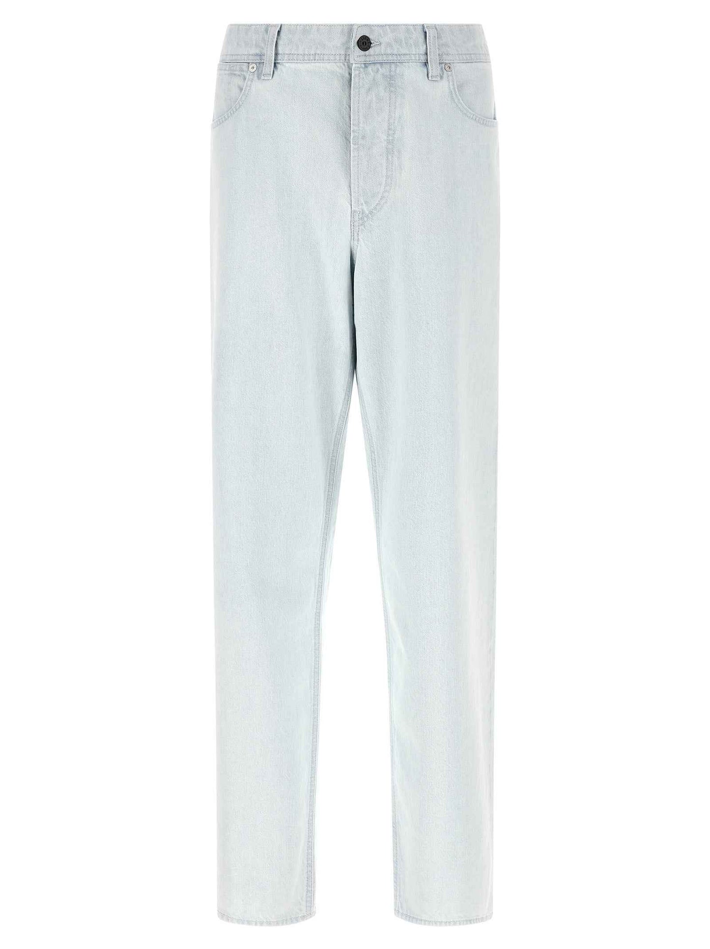 Blue Cotton Straight-Leg Jeans