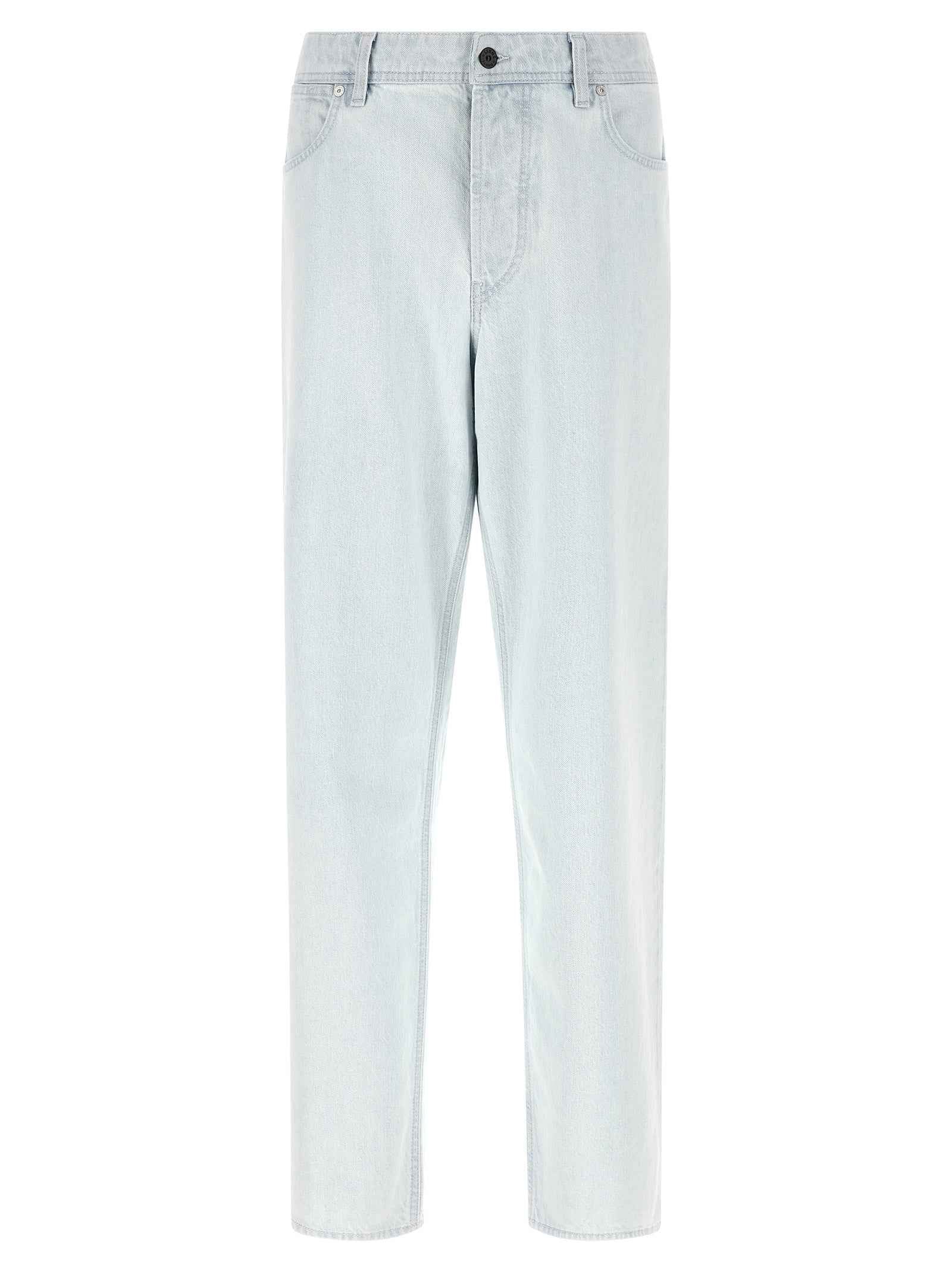 Blue Cotton Straight-Leg Jeans