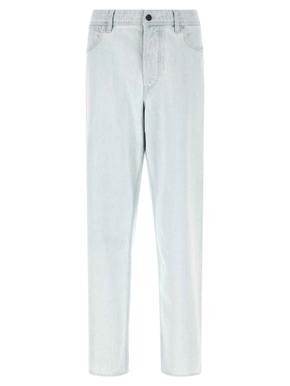 Blue Cotton Straight-Leg Jeans