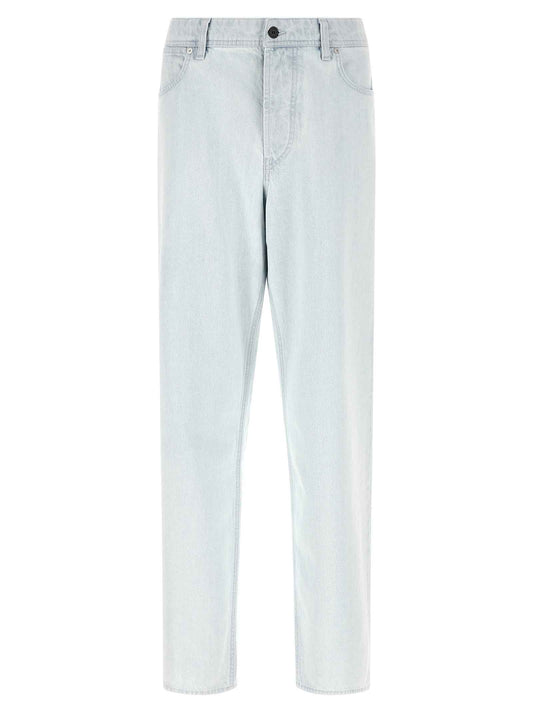 Blue Cotton Straight-Leg Jeans