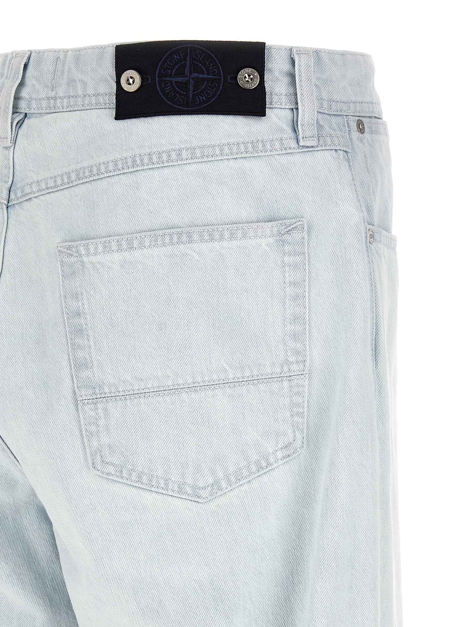 Blue Cotton Straight-Leg Jeans