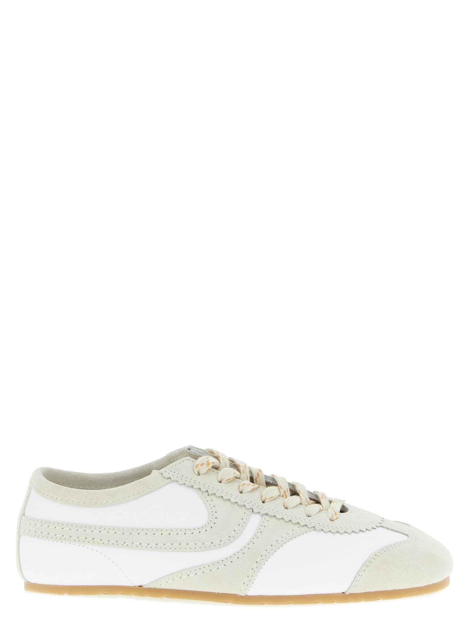 Beige Cowhide Low Top Sneakers
