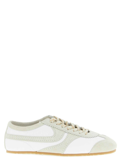 Beige Cowhide Low Top Sneakers