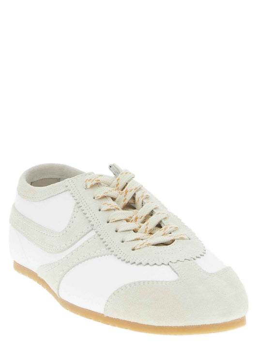 Beige Cowhide Low Top Sneakers