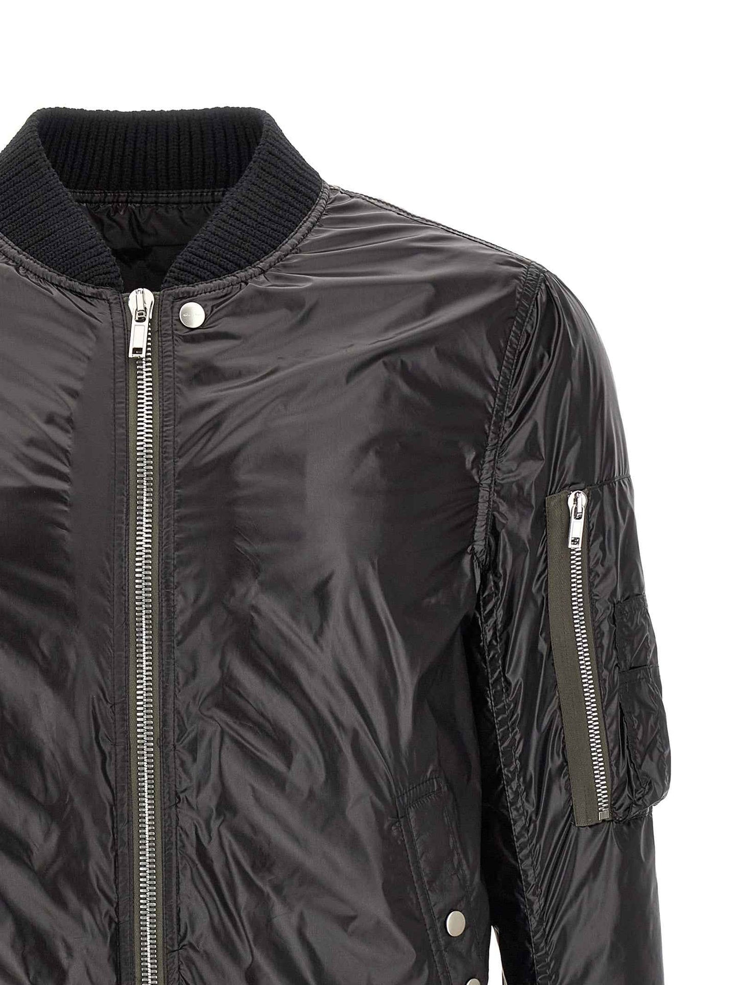 Black Nylon Bomber