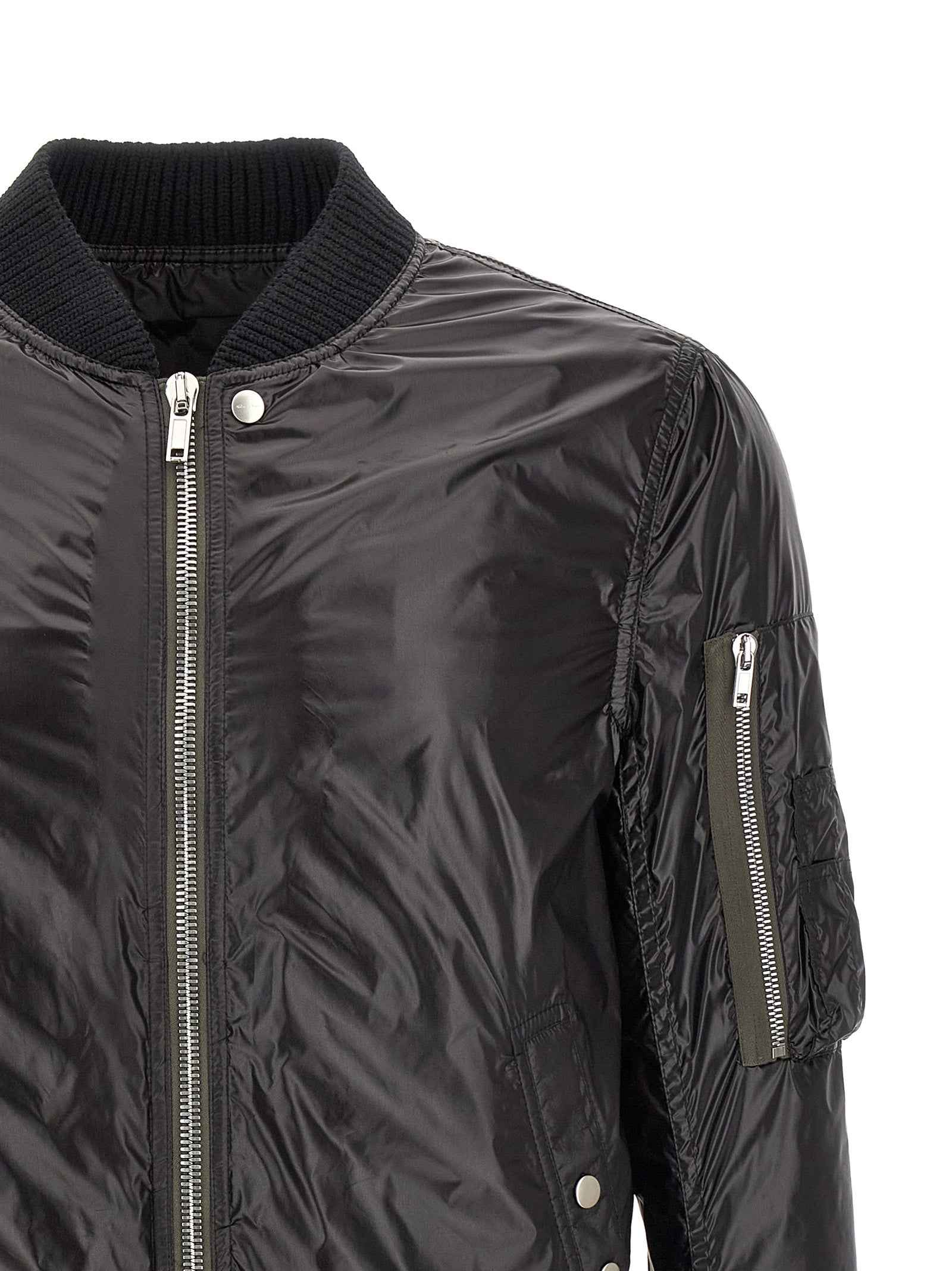 Black Nylon Bomber