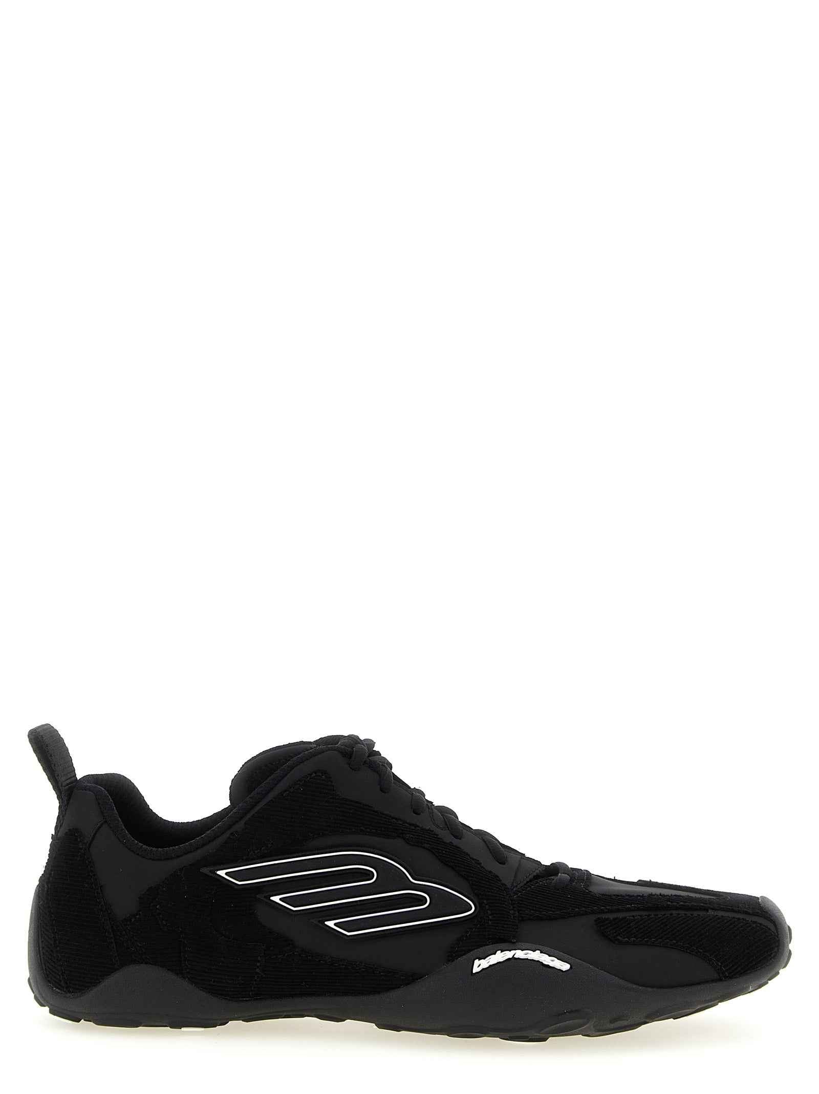Black Polyester Athletic Sneakers
