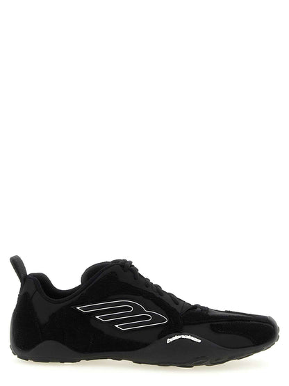 Black Polyester Athletic Sneakers