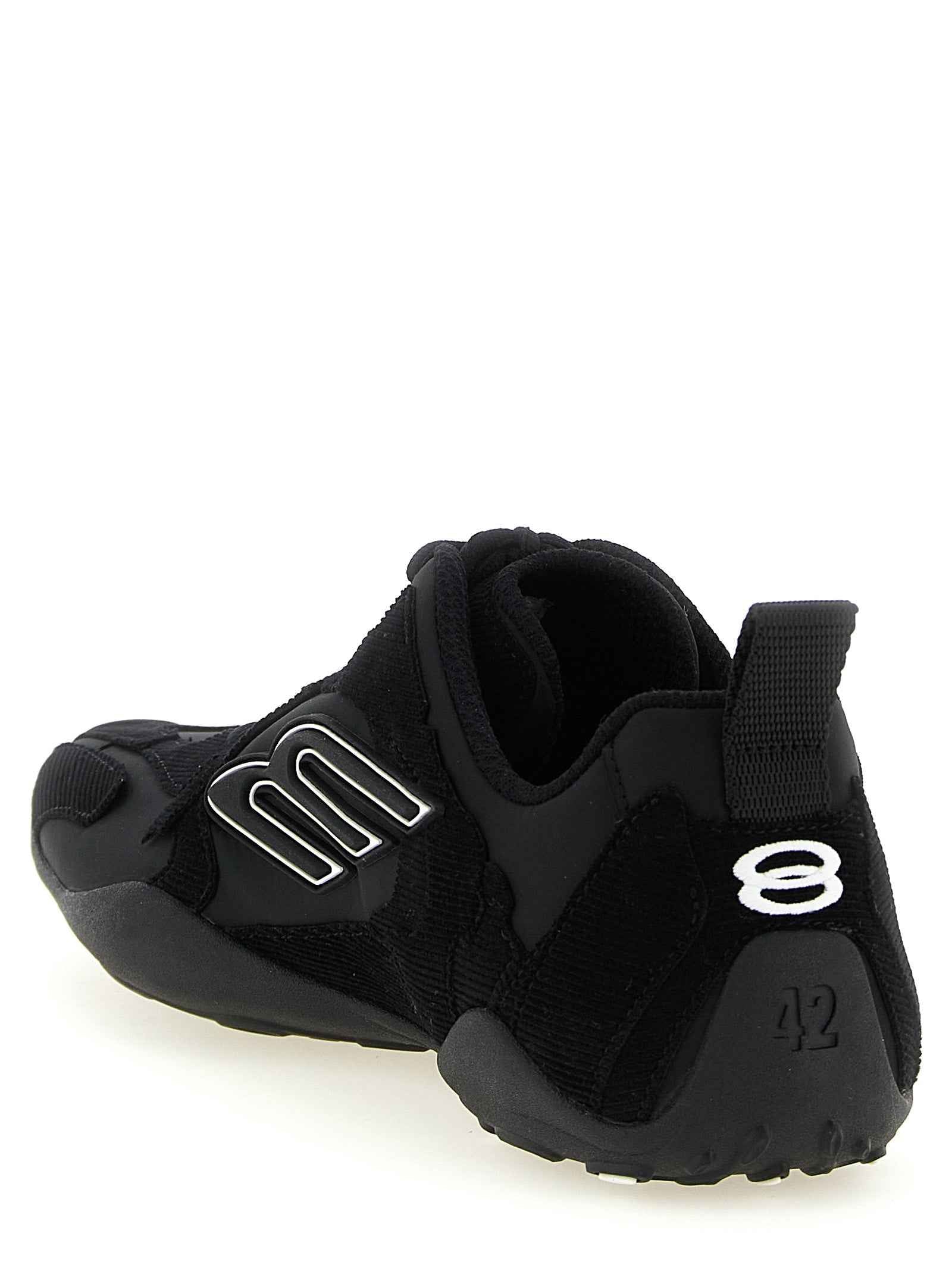 Black Polyester Athletic Sneakers