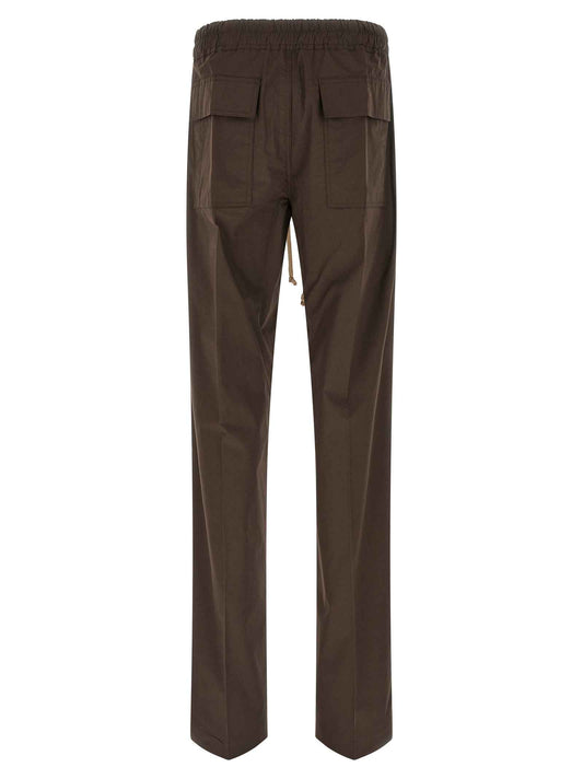Brown Cotton Casual Pants